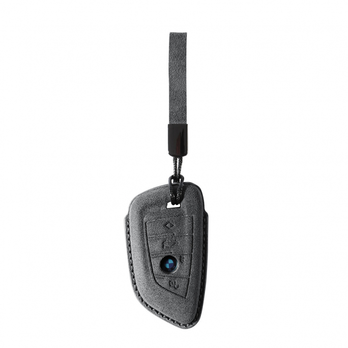 Alcantara Car Key Fob Cover for BMW | Model E with Buckle - Space Grey, Image 3