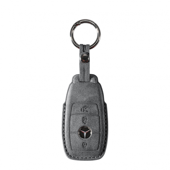 Alcantara Car Key Fob Cover for Mercedes-Benz | Model A with Buckle - Space Grey, Image 3