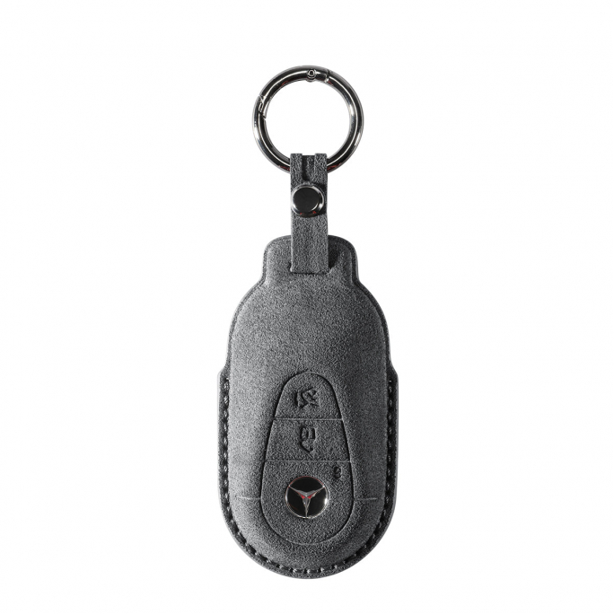 Alcantara Car Key Fob Cover for Mercedes-Benz | Model C with Buckle - Space Grey, Image 3