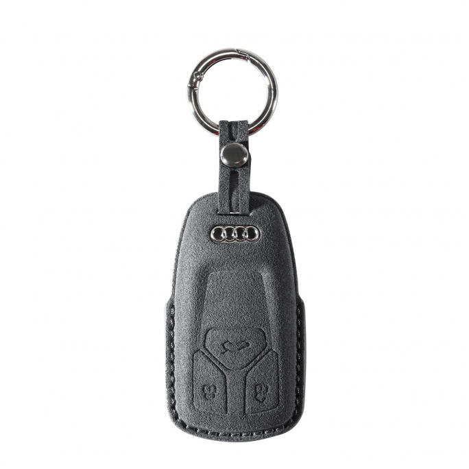 Alcantara Car Key Fob Cover for Audi | Model A with Buckle - Space Grey, Afbeelding 3
