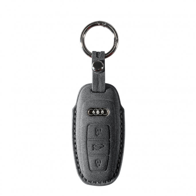 Alcantara Car Key Fob Cover for Audi | Model B with Buckle - Space Grey, Afbeelding 3