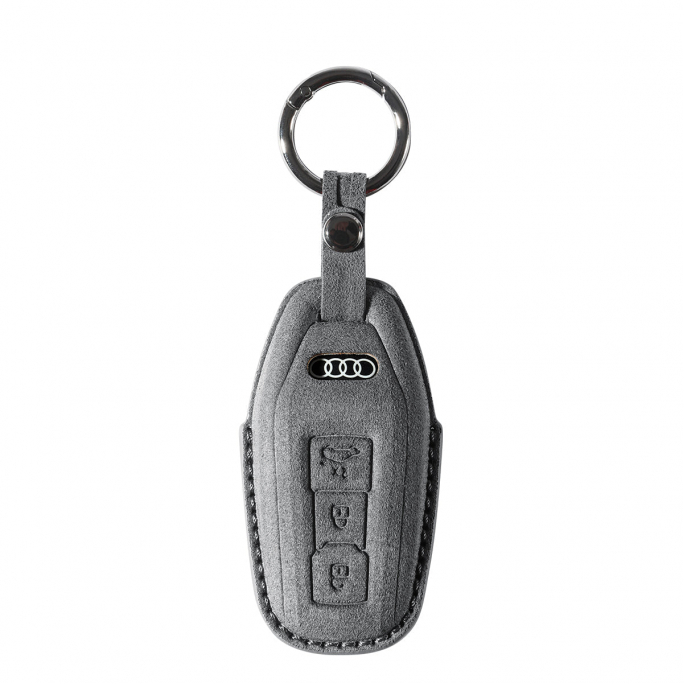 Alcantara Car Key Fob Cover for Audi | Model E with Buckle - Space Grey, Image 3