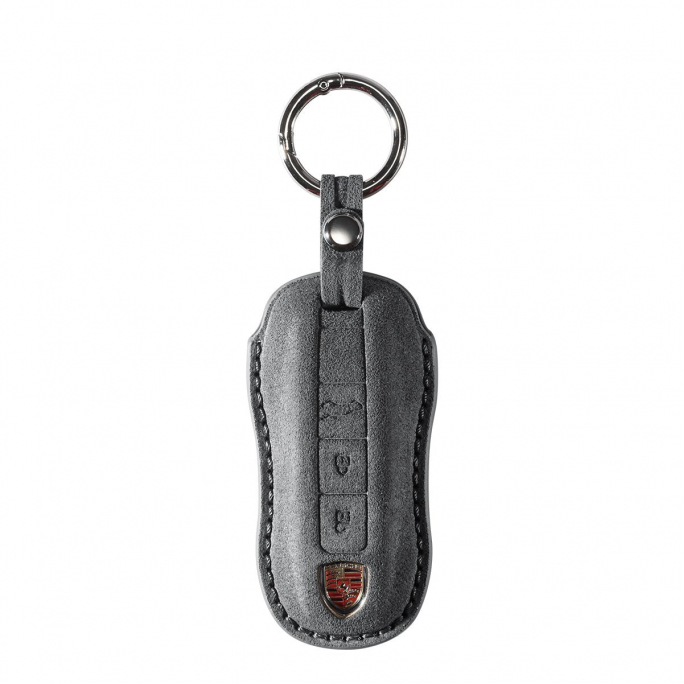 Alcantara Car Key Fob Cover for Porsche | Model B with Buckle - Space Grey, Afbeelding 3