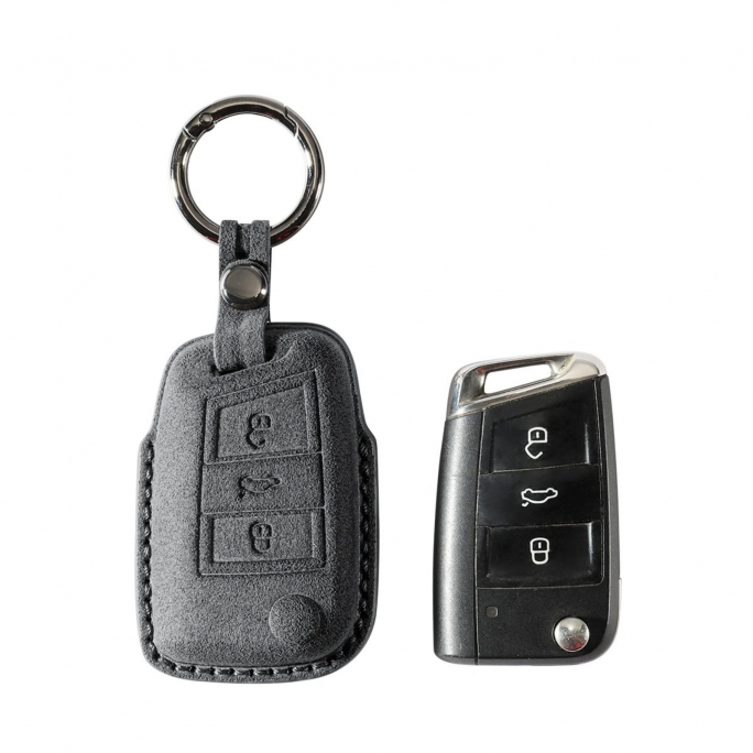 Alcantara Car Key Fob Cover for Volkswagen | Model F with Buckle - Space Grey, 59€, Image 1 Alcantara Car Key Fob Cover for Volkswagen | Model F with Buckle - Space Grey, Image 1