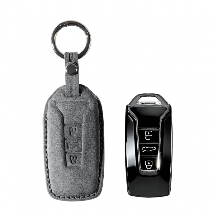 Alcantara Car Key Fob Cover for Volkswagen | Model G with Buckle - Space Grey, Image 1