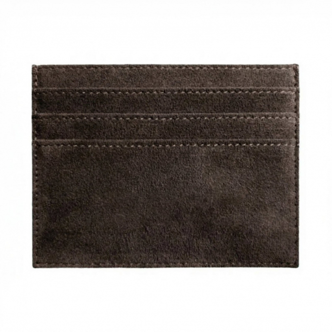 Alcantara Card Wallet - Chocolate Brown, Image 1