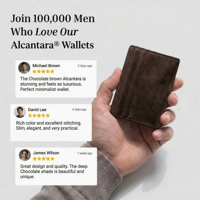 Alcantara Card Wallet - Chocolate Brown, Image 4