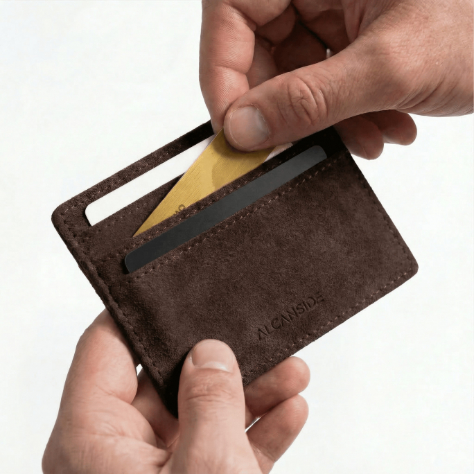Alcantara Card Wallet - Chocolate Brown, Image 6