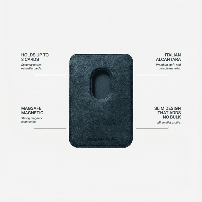 Alcantara MagSafe Wallet - Navy Blue, 40€, Image 4 Alcantara MagSafe Wallet - Navy Blue, Image 4