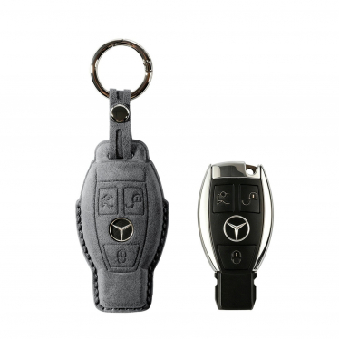 Alcantara Car Key Fob Cover for Mercedes -Benz Model B with Buckle - Space Grey
