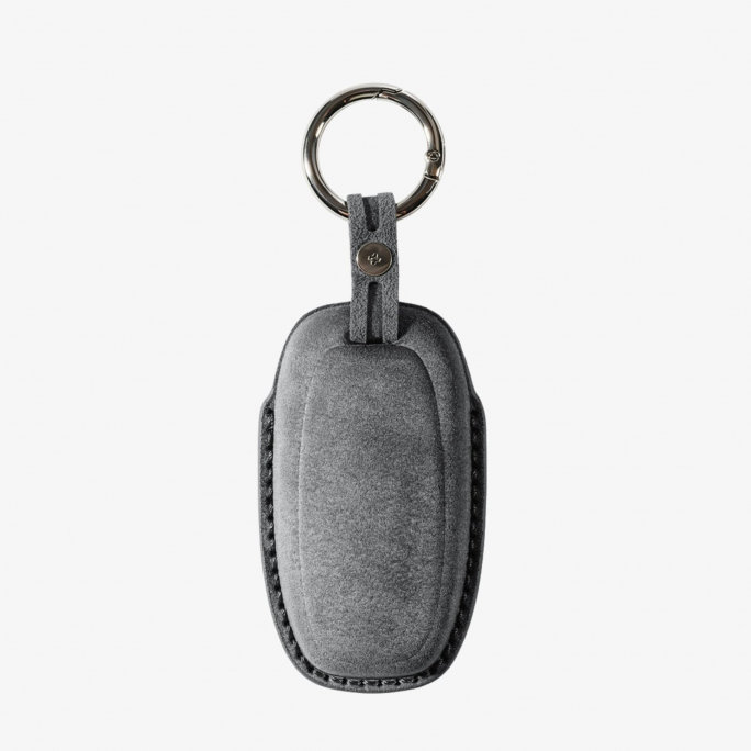Alcantara Car Key Fob Cover for Audi Model C with Buckle - Space Grey, Image 5
