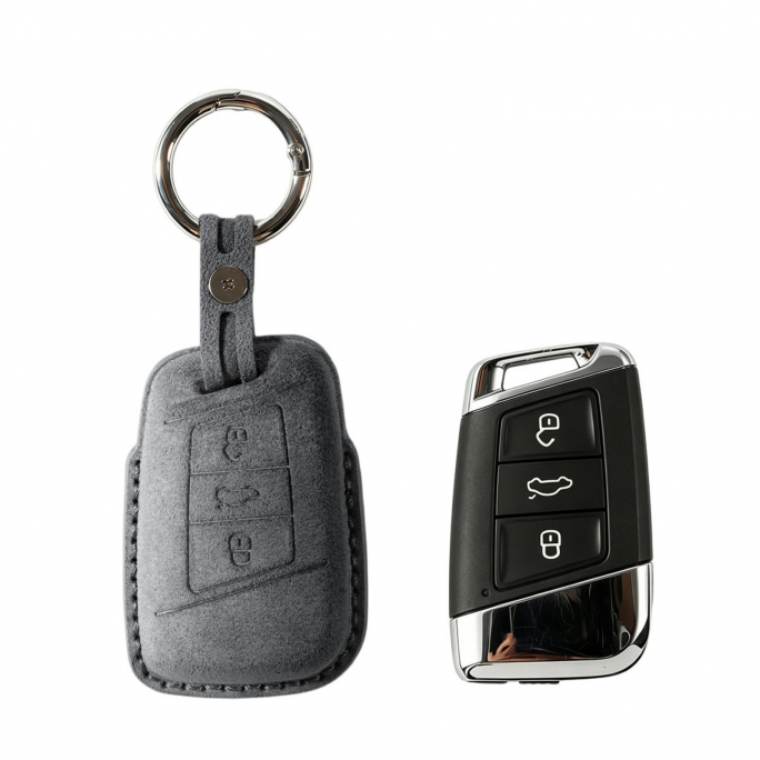 Alcantara Car Key Fob Cover for Volkswagen - Model C with Buckle - Space Grey, 59€, Image 1 Alcantara Car Key Fob Cover for Volkswagen - Model C with Buckle - Space Grey, Image 1