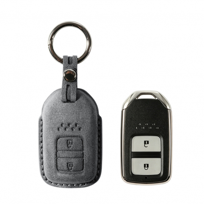 Alcantara Car Key Fob Cover for Honda Model A with Buckle - Space Grey, 59€, Image 1 Alcantara Car Key Fob Cover for Honda Model A with Buckle - Space Grey, Image 1