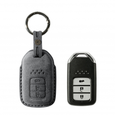 Alcantara Car Key Fob Cover for Honda Model B with Buckle - Space Grey