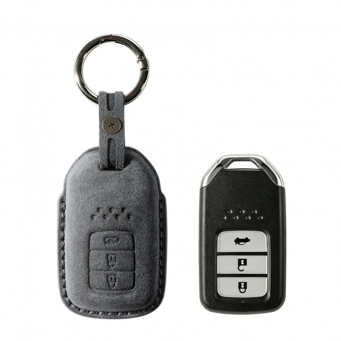 Alcantara Car Key Fob Cover for Honda Model B with Buckle - Space Grey, 59€, Afbeelding 1 Alcantara Car Key Fob Cover for Honda Model B with Buckle - Space Grey, Afbeelding 1