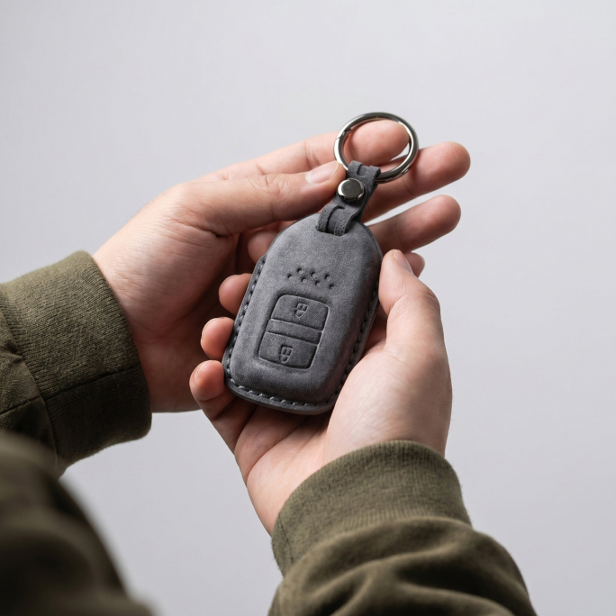 Alcantara Car Key Fob Cover for Honda Model B with Buckle - Space Grey, 59€, Afbeelding 3 Alcantara Car Key Fob Cover for Honda Model B with Buckle - Space Grey, Afbeelding 3