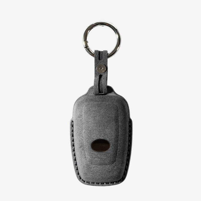 Alcantara Car Key Fob Cover for Toyota Model A with Buckle - Space Grey, Image 5