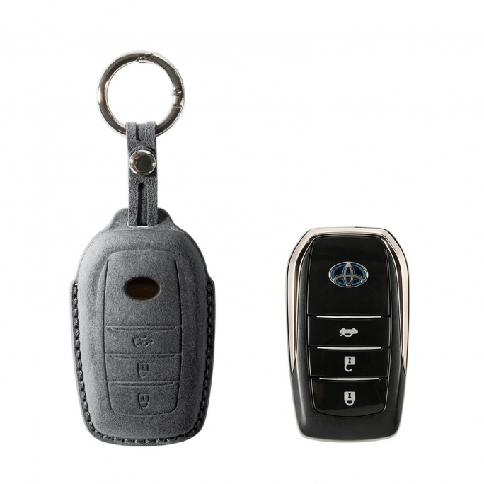 Alcantara Car Key Fob Cover for Toyota Model C with Buckle - Space Grey, 59€, Image 1 Alcantara Car Key Fob Cover for Toyota Model C with Buckle - Space Grey, Image 1