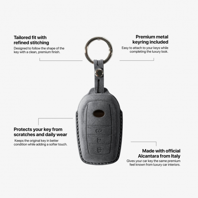 Alcantara Car Key Fob Cover for Toyota Model C with Buckle - Space Grey, 59€, Image 6 Alcantara Car Key Fob Cover for Toyota Model C with Buckle - Space Grey, Image 6