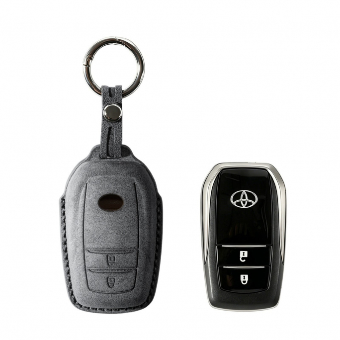 Alcantara Car Key Fob Cover for Toyota Model D with Buckle - Space Grey, 59€, Image 1 Alcantara Car Key Fob Cover for Toyota Model D with Buckle - Space Grey, Image 1