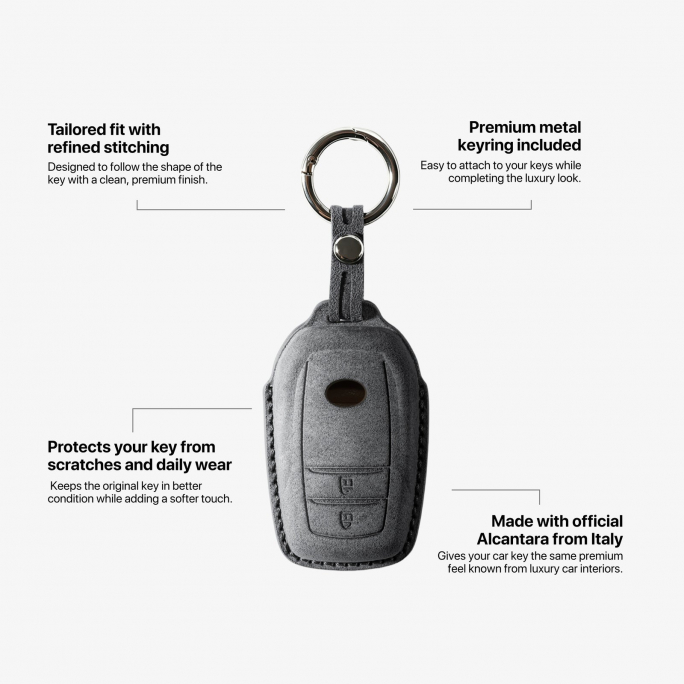 Alcantara Car Key Fob Cover for Toyota Model D with Buckle - Space Grey, 59€, Image 6 Alcantara Car Key Fob Cover for Toyota Model D with Buckle - Space Grey, Image 6