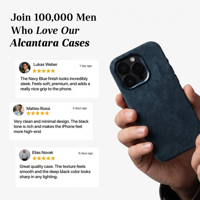 iPhone 15 Pro Max - Alcantara Case - Navy Blue, 69€, Image 4 iPhone 15 Pro Max - Alcantara Case - Navy Blue, Image 4