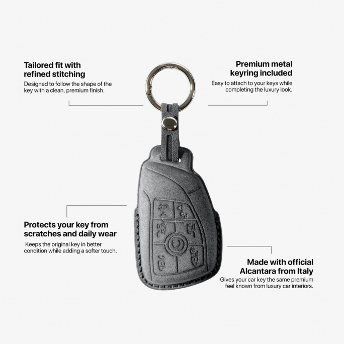 Alcantara Car Key Fob Cover for Buick Model H - Space Grey, Image 6