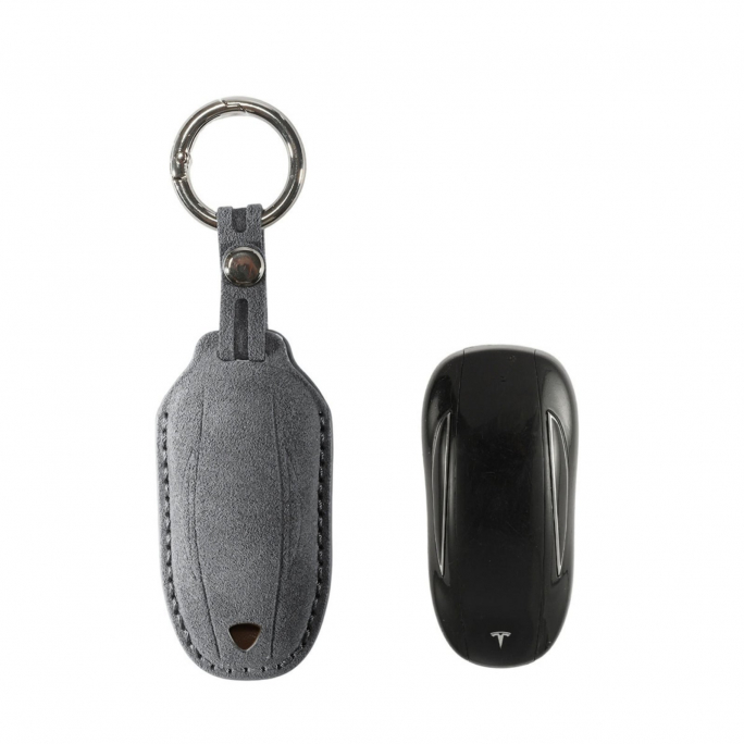 Alcantara Car Key Fob Cover for Tesla Model A (S/3/Y) - Space Grey, Image 1