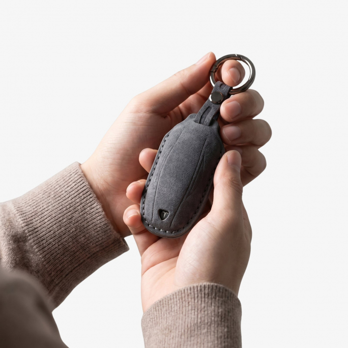 Alcantara Car Key Fob Cover for Tesla Model A (S/3/Y) - Space Grey, Image 3