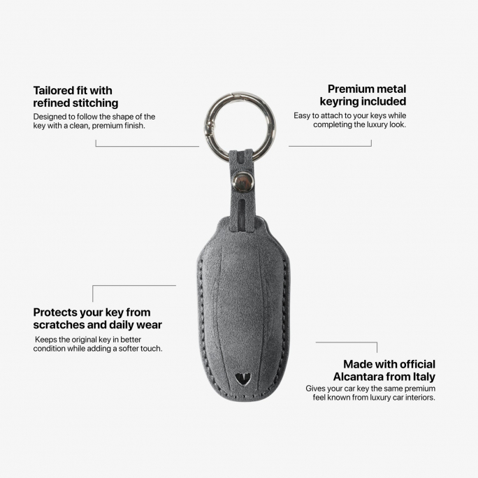 Alcantara Car Key Fob Cover for Tesla Model A (S/3/Y) - Space Grey, Image 5