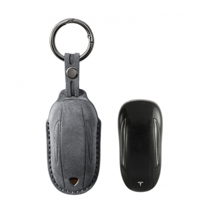 Alcantara Car Key Fob Cover for Tesla Model B (X) - Space Grey, Image 1