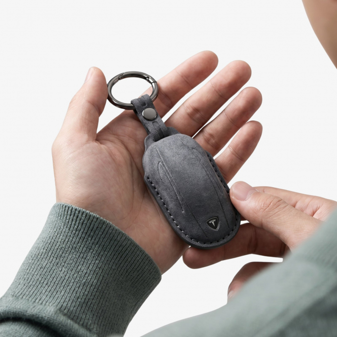 Alcantara Car Key Fob Cover for Tesla Model B (X) - Space Grey, Image 3