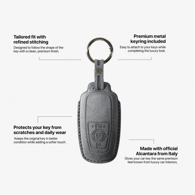 Alcantara Car Key Fob Cover for Ford Model A - Space Grey, Image 6
