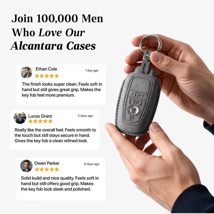 Alcantara Car Key Fob Cover for Ford Model B - Space Grey, 59€, Image 4 Alcantara Car Key Fob Cover for Ford Model B - Space Grey, Image 4