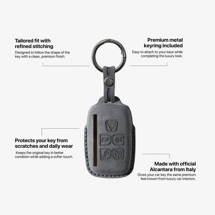 Alcantara Car Key Fob Cover for Land Rover Model A - Space Grey, 59€, Image 6 Alcantara Car Key Fob Cover for Land Rover Model A - Space Grey, Image 6