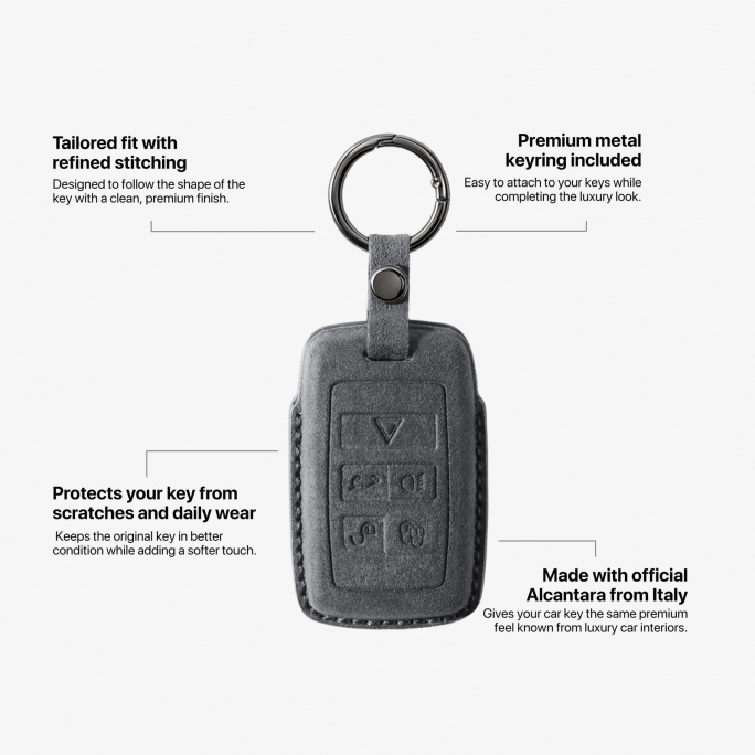 Alcantara Car Key Fob Cover for Land Rover Model B - Space Grey, 59€, Image 6 Alcantara Car Key Fob Cover for Land Rover Model B - Space Grey, Image 6