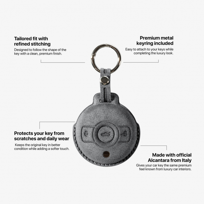 Alcantara Car Key Fob Cover for Smart Model A - Space Grey, Image 5