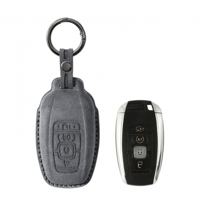 Alcantara Car Key Fob Cover for Lincoln Model B - Space Grey, Image 1