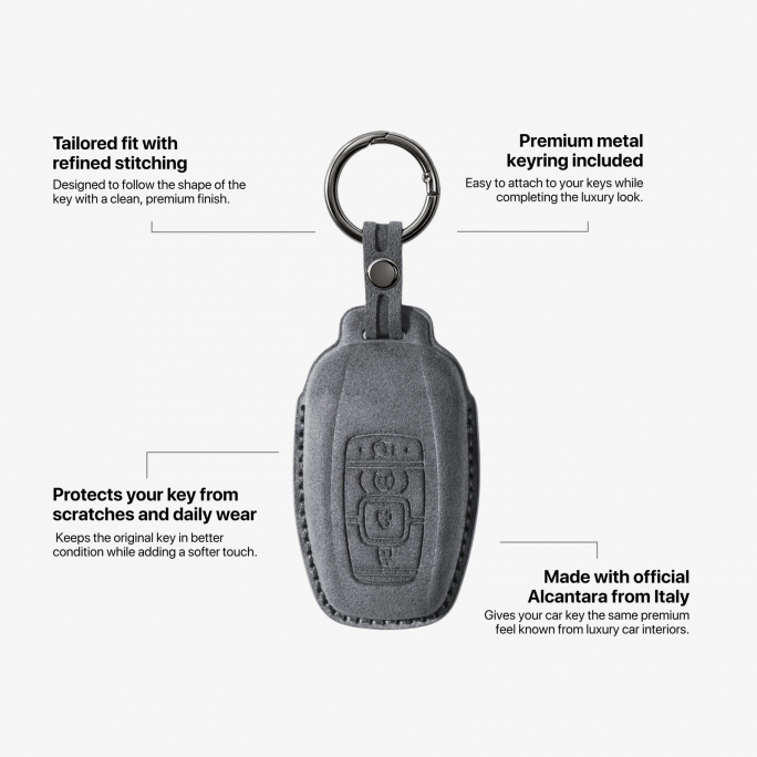 Alcantara Car Key Fob Cover for Lincoln Model B - Space Grey, Image 6