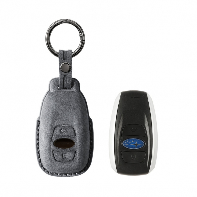 Alcantara Car Key Fob Cover for Subaru Model A - Space Grey, Image 1