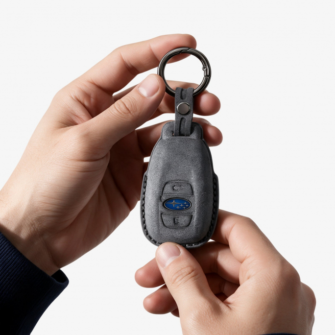 Alcantara Car Key Fob Cover for Subaru Model A - Space Grey, Image 3