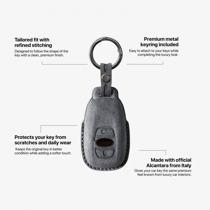 Alcantara Car Key Fob Cover for Subaru Model A - Space Grey, Image 5