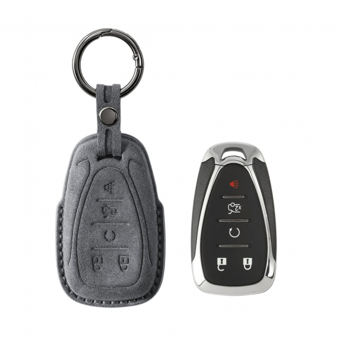 Alcantara Car Key Fob Cover for Chevrolet Model A - Space Grey, Image 1
