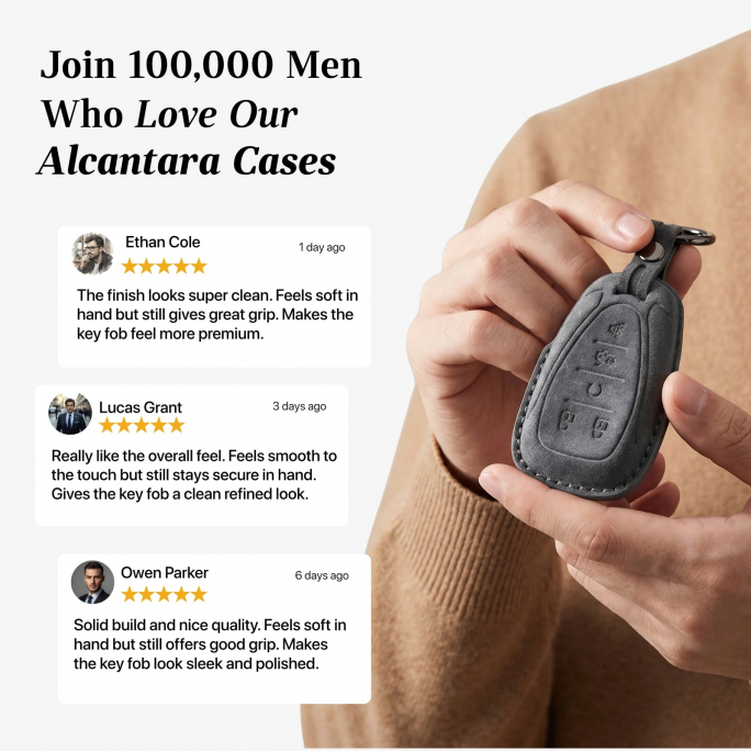 Alcantara Car Key Fob Cover for Chevrolet Model A - Space Grey, Image 4