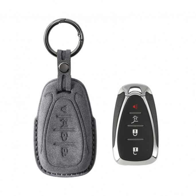 Alcantara Car Key Fob Cover for Chevrolet Model B - Space Grey, Image 1