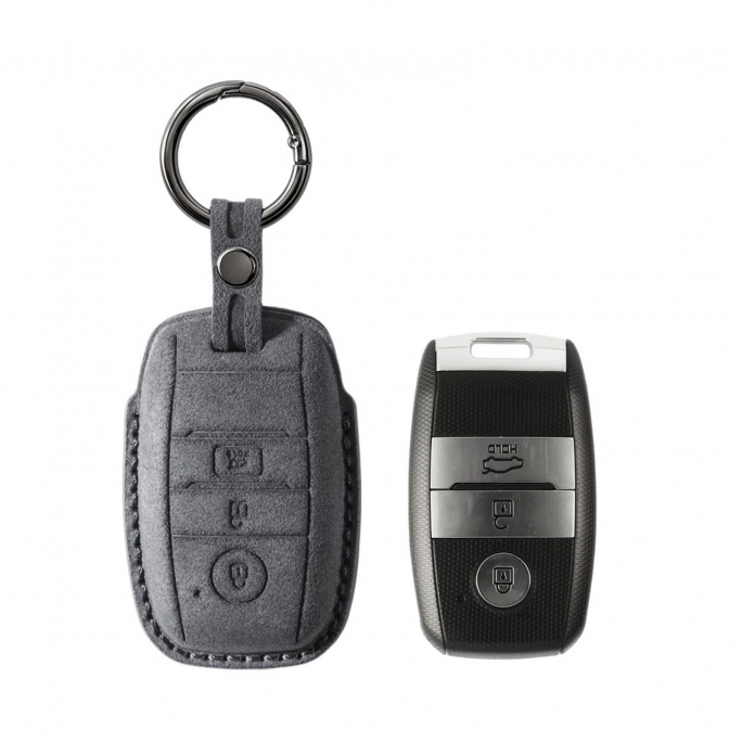 Alcantara Car Key Fob Cover for Kia Model A - Space Grey, Image 1