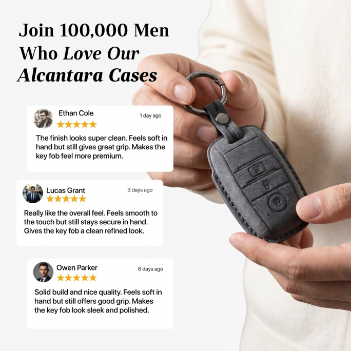 Alcantara Car Key Fob Cover for Kia Model A - Space Grey, Image 4