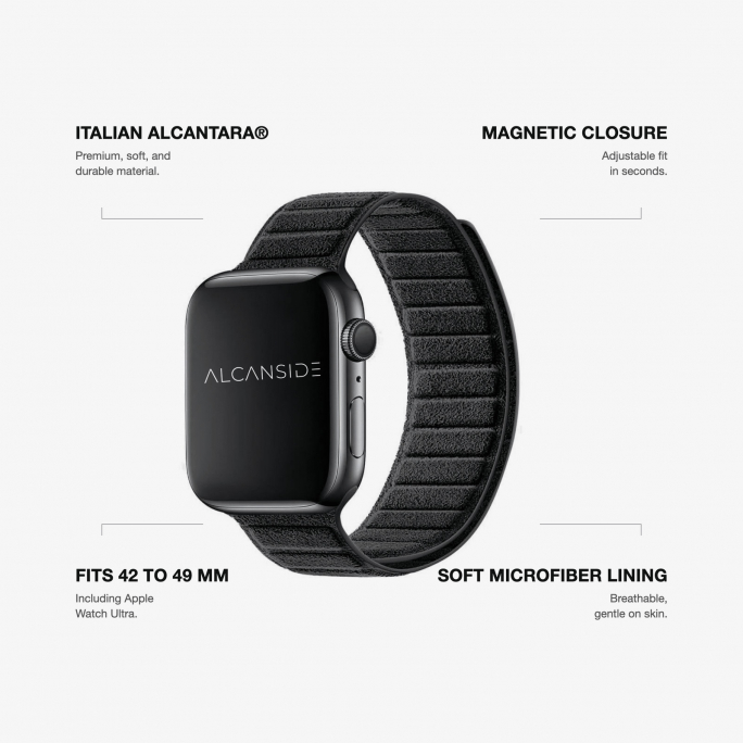 Alcantara Apple Watch Band - Deep Black - 42/44/45/46mm & Ultra (49mm), Afbeelding 6
