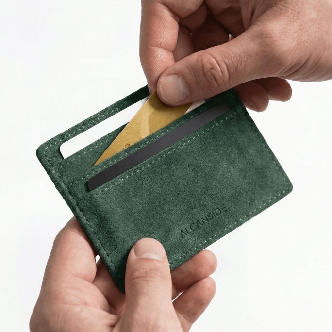 Alcantara Card Wallet - Midnight Green, Image 6
