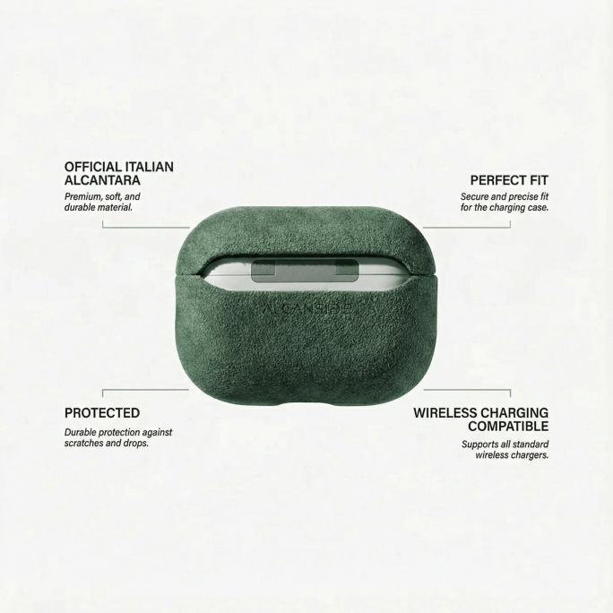 AirPods Pro (2nd Generation) Alcantara Case - Midnight Green, Image 5